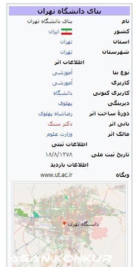 بنای دانشگاه تهران مشخصات 